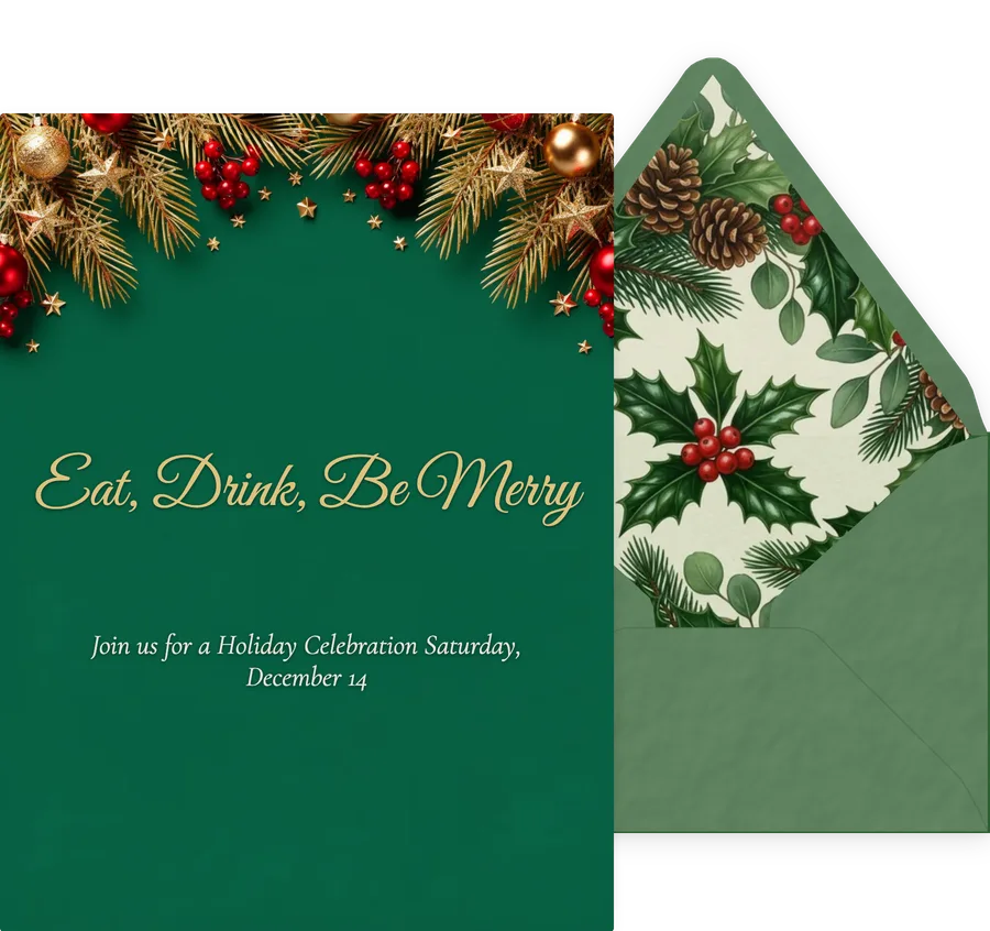 Christmas — Evergreen Gold invitation