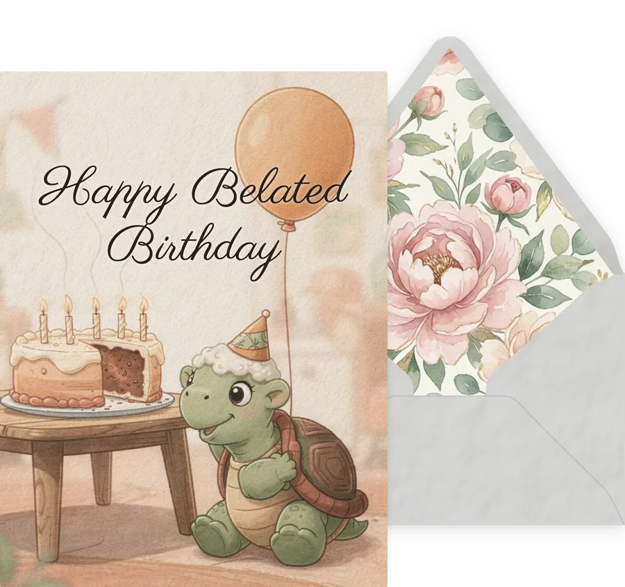 Belated Birthday — 01 Cute Animal invitation
