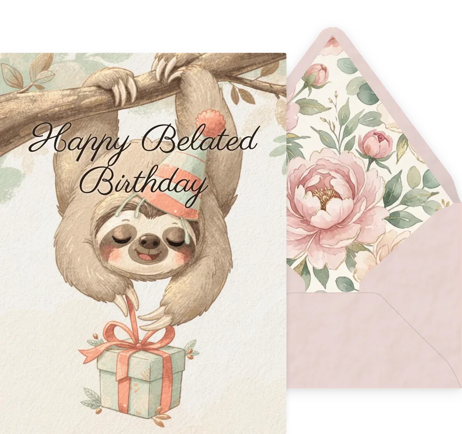 Belated Birthday — 02 Cute Animal invitation