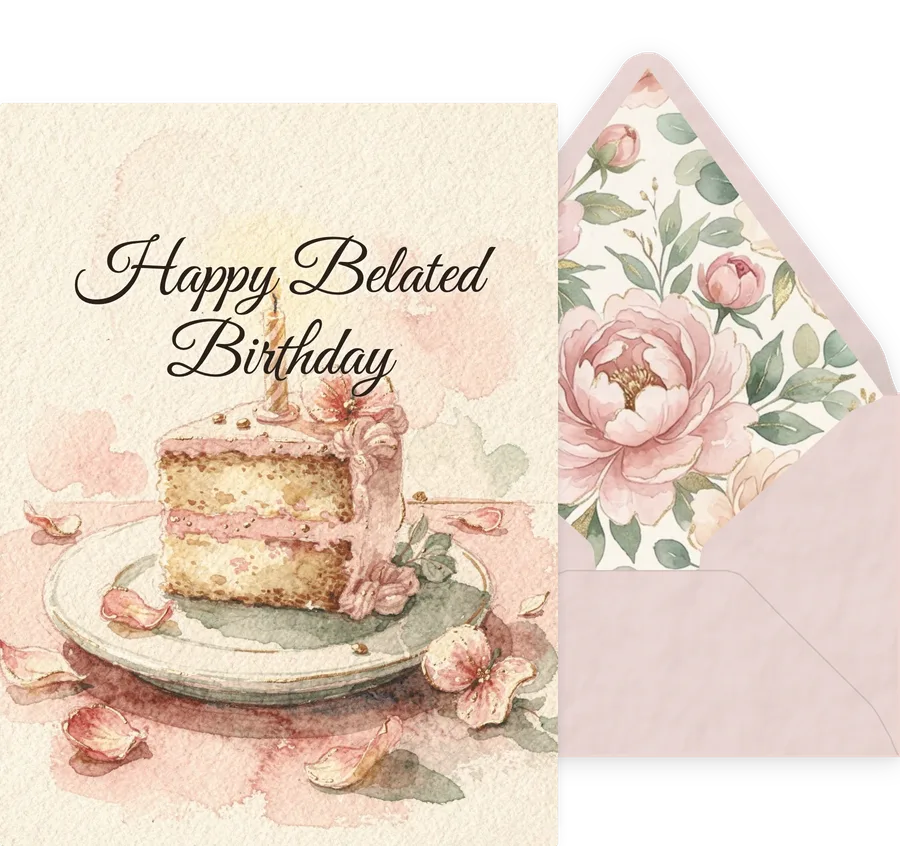 Belated Birthday — 03 Watercolor invitation