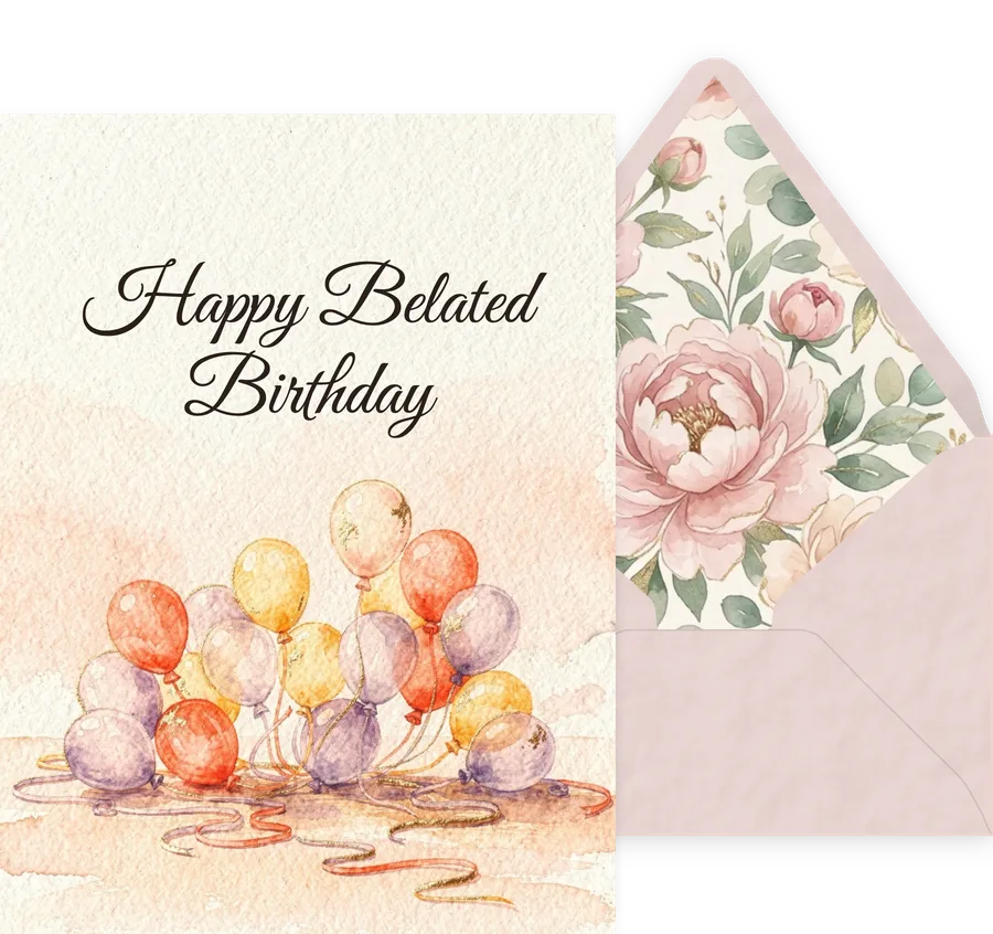 Belated Birthday — 04 Watercolor invitation