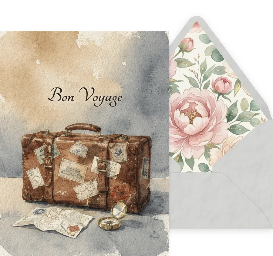 Bon Voyage — 03 Watercolor invitation