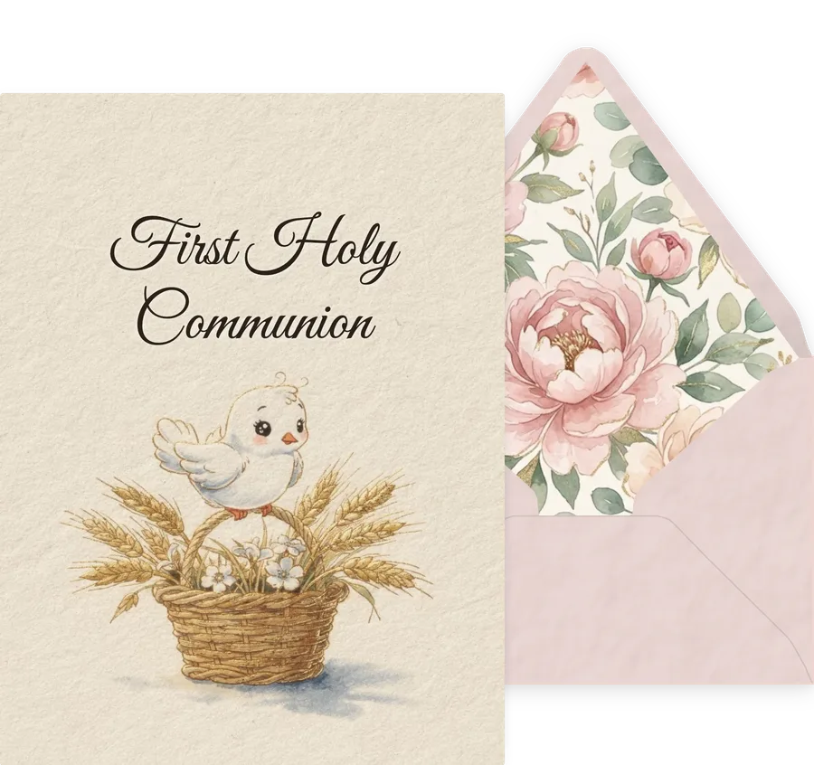 First Holy Communion — 05 Cute Animal invitation