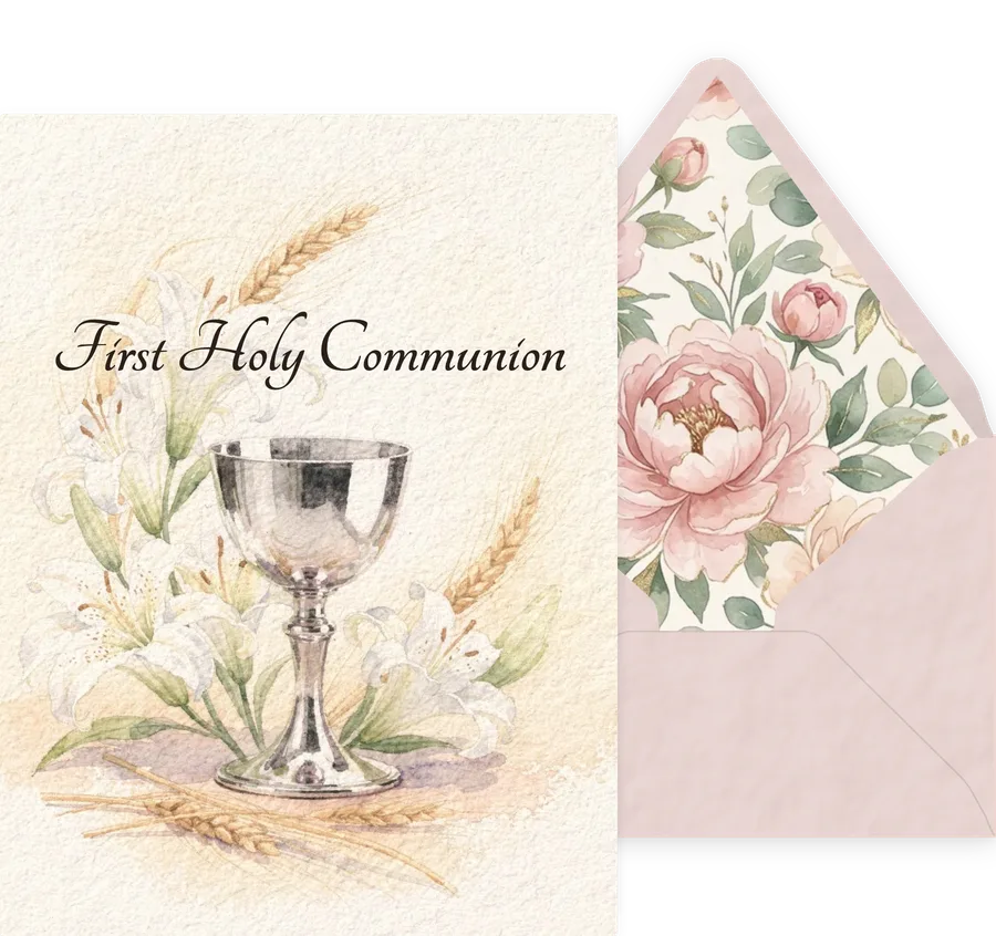First Holy Communion — 06 Watercolor invitation