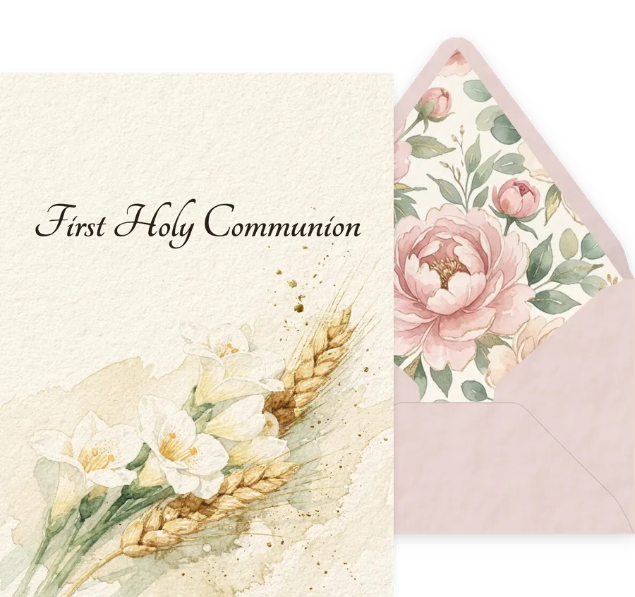 First Holy Communion — 10 Watercolor invitation