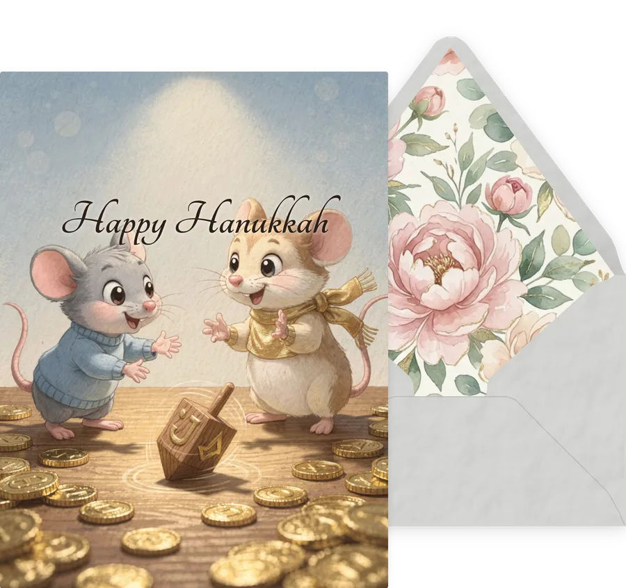 Hanukkah — 04 Cute Animal invitation