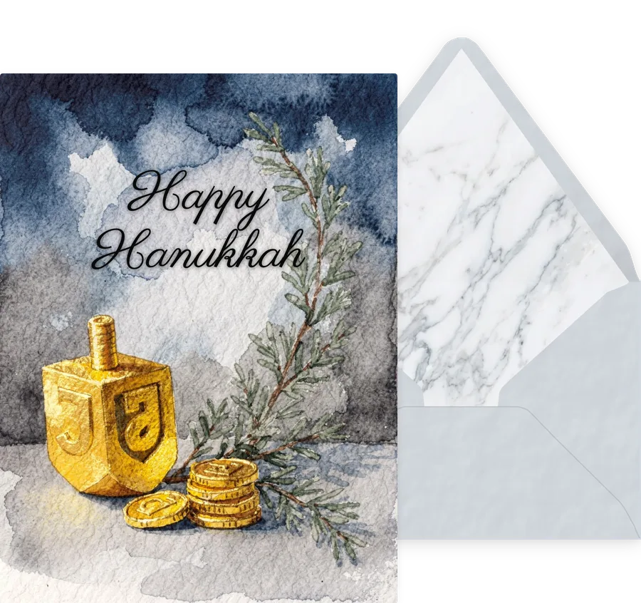 Hanukkah — 06 Watercolor invitation