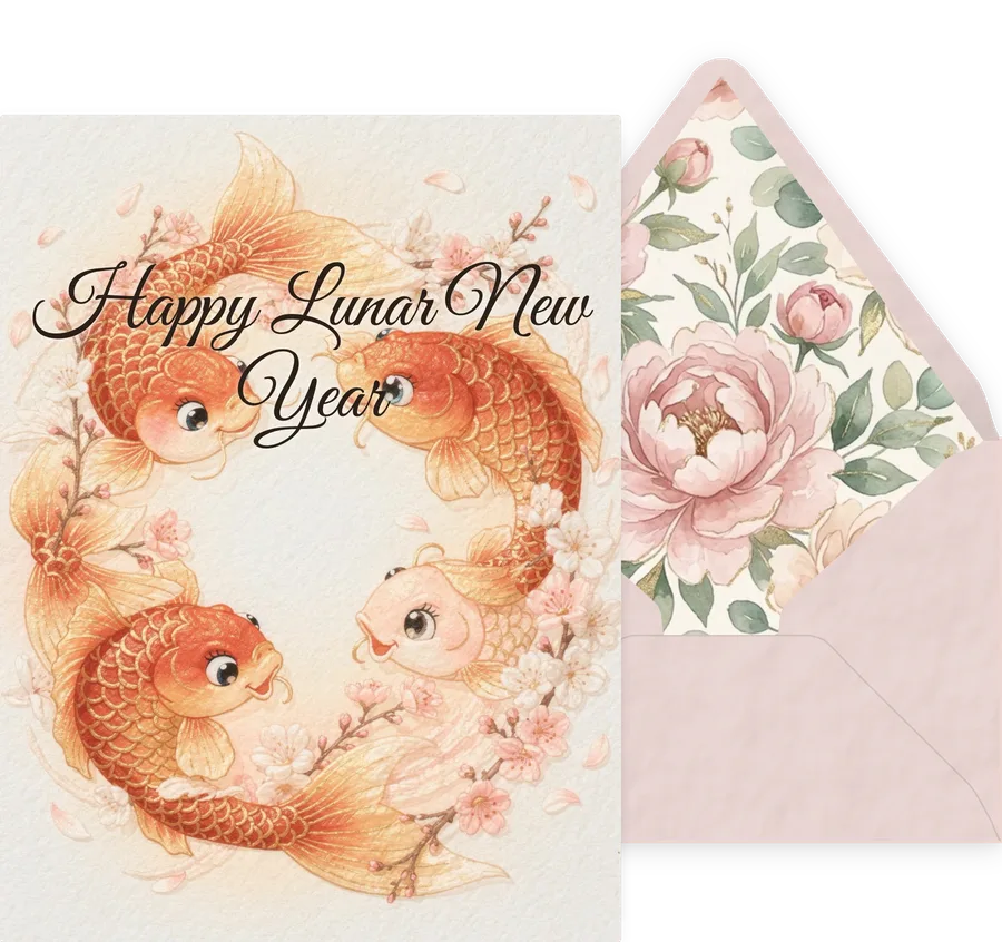 Lunar New Year — 01 Cute Animal invitation