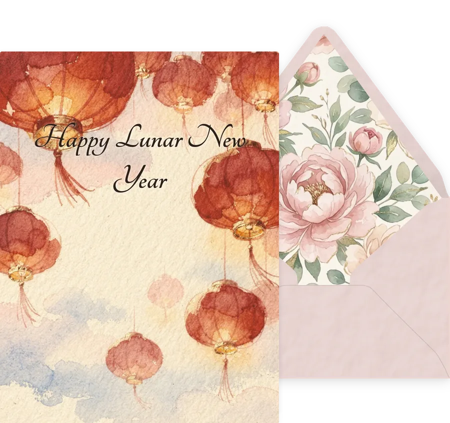Lunar New Year — 04 Watercolor invitation