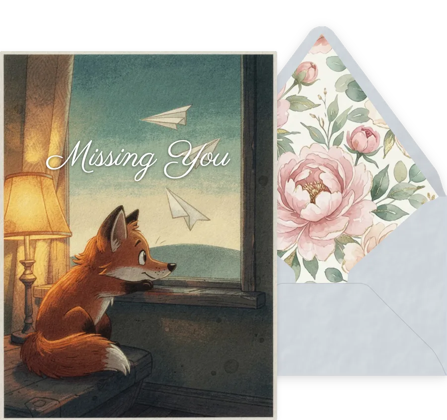Missing You — 01 Cute Animal invitation