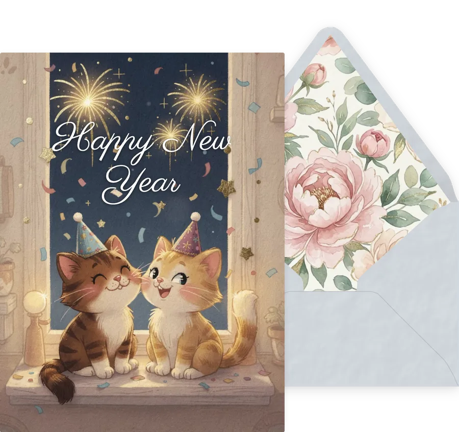 New Year — 01 Cute Animal invitation