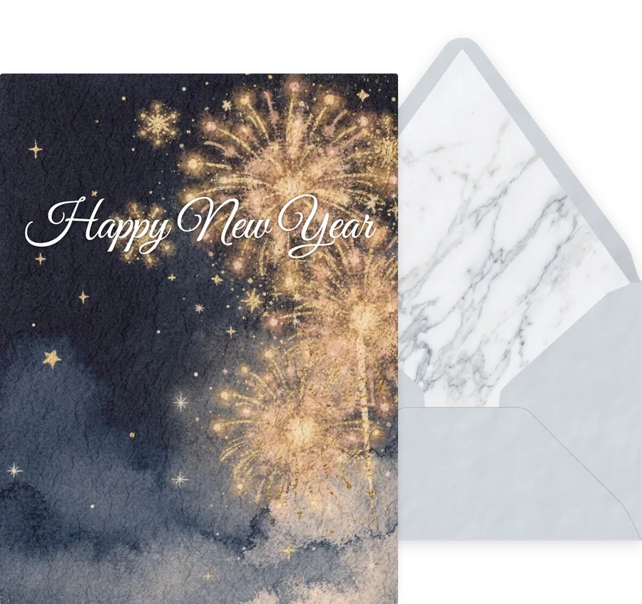 New Year — 02 Watercolor invitation