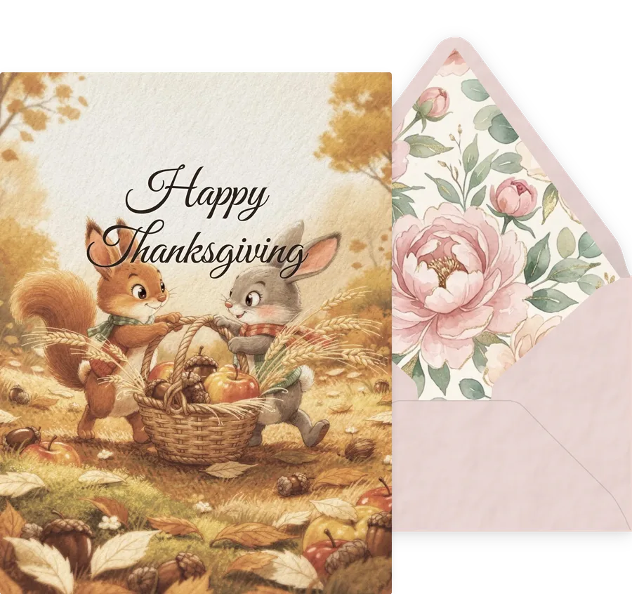 Thanksgiving — 01 Cute Animal invitation