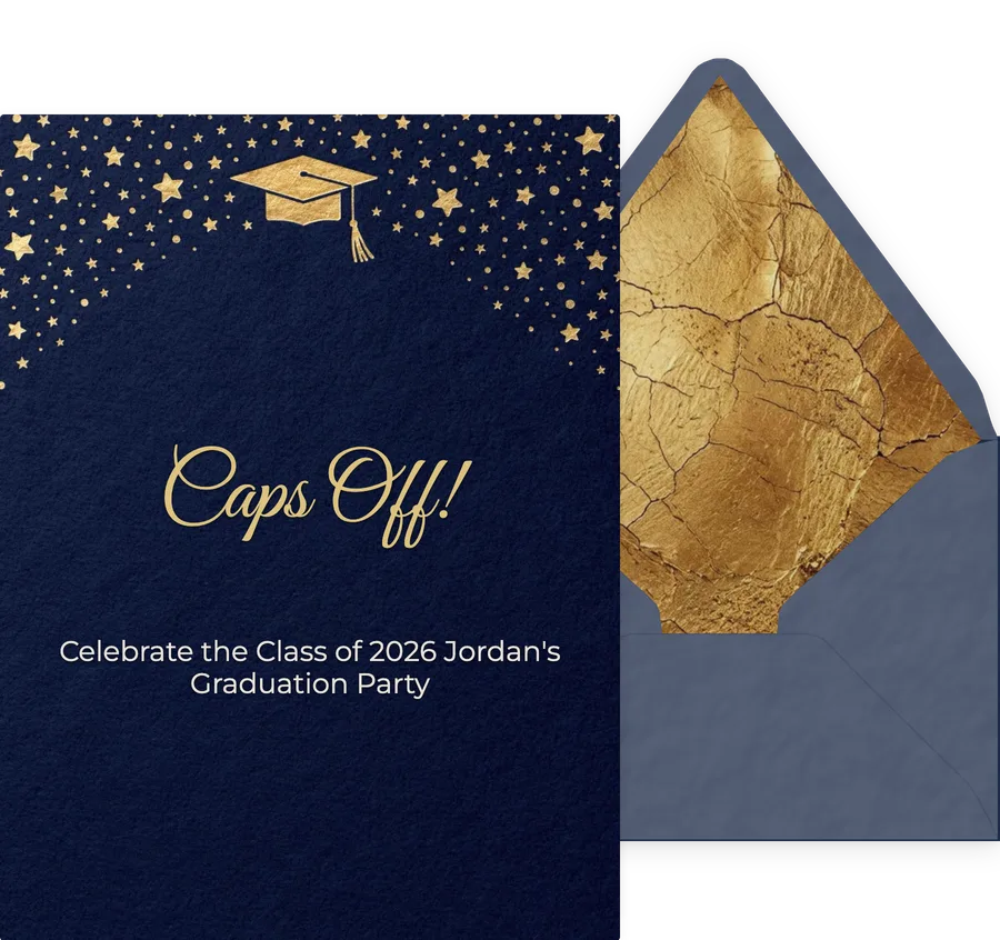 Graduation — Navy Gold Cap invitation