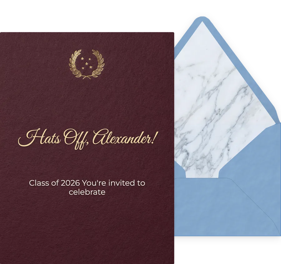 Graduation — Burgundy Laurel invitation