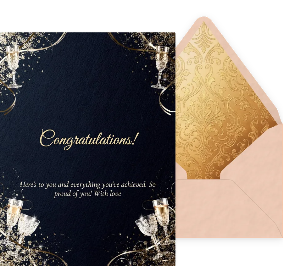 Congratulations — Champagne & Navy invitation