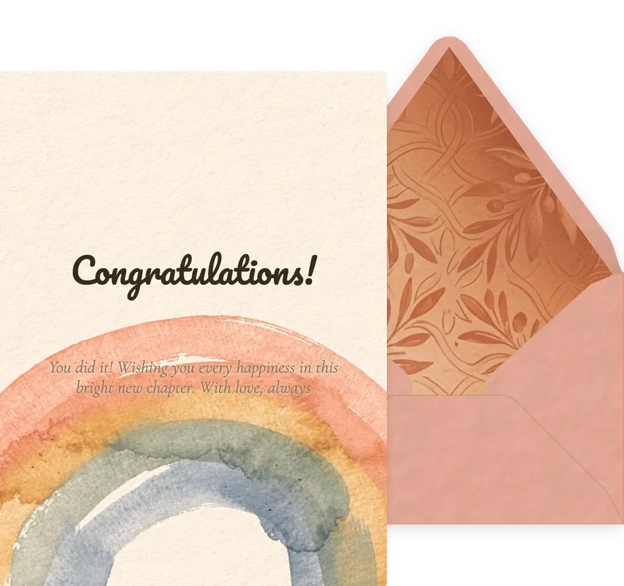 Congratulations — Gouache Rainbow Arc invitation