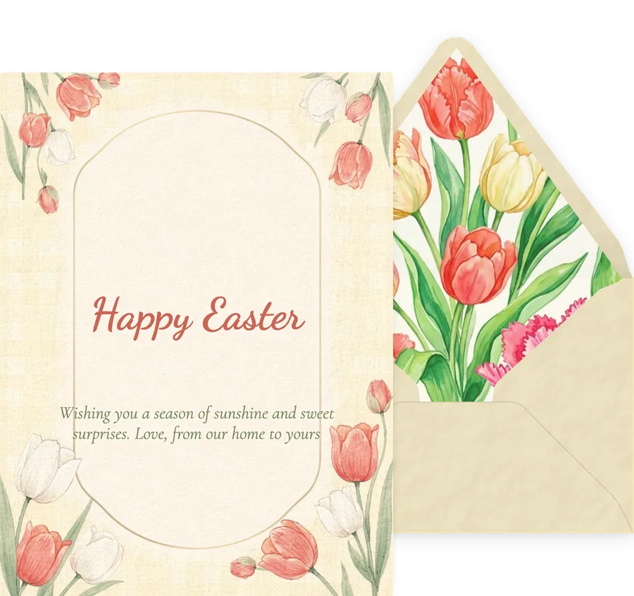 Easter — Gingham Tulips invitation