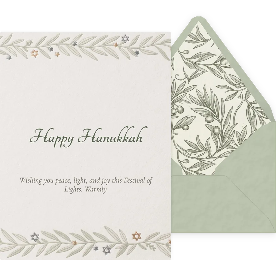 Hanukkah — White Olive Branch invitation