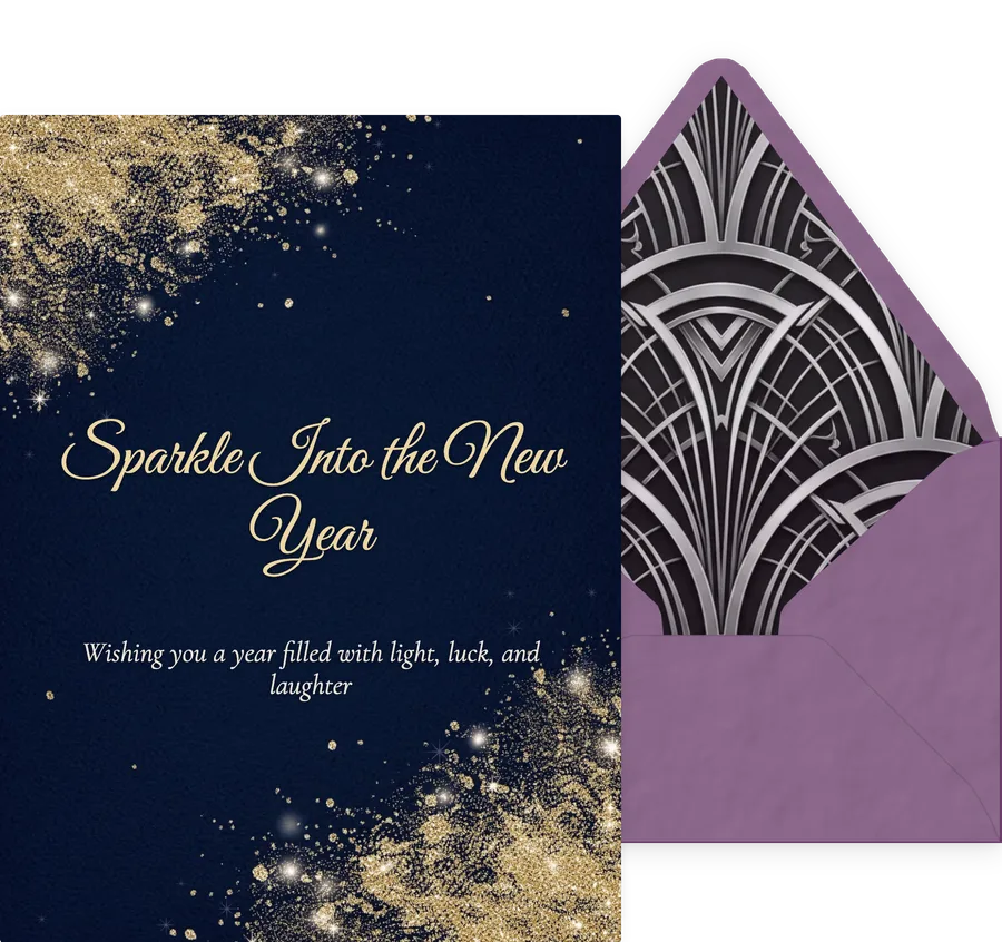 New Year — Sparkle Wishes invitation