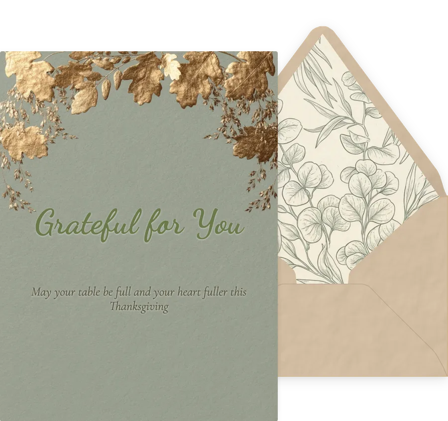 Thanksgiving — Sage Gold Wishes invitation