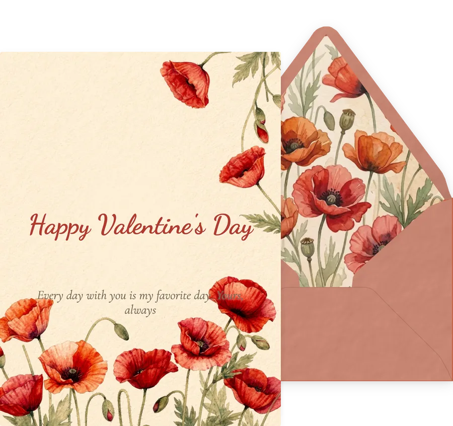 Valentine's Day — Wild Poppies invitation