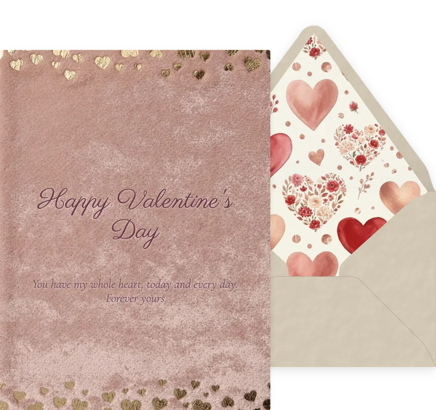 Valentine's Day — Velvet & Gold Hearts invitation