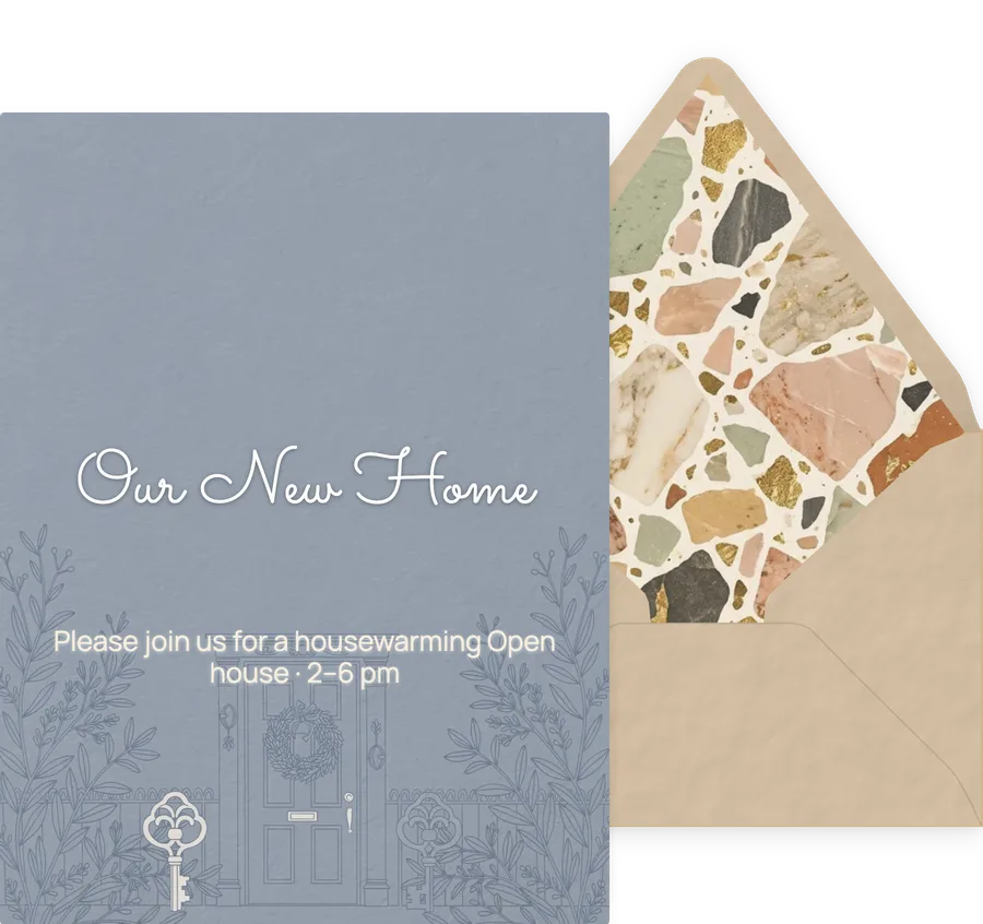 Housewarming — Blue Door invitation