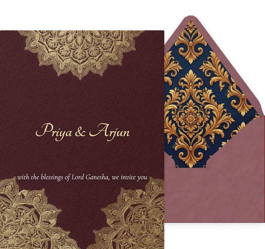 Indian Wedding — Maroon Mandala invitation