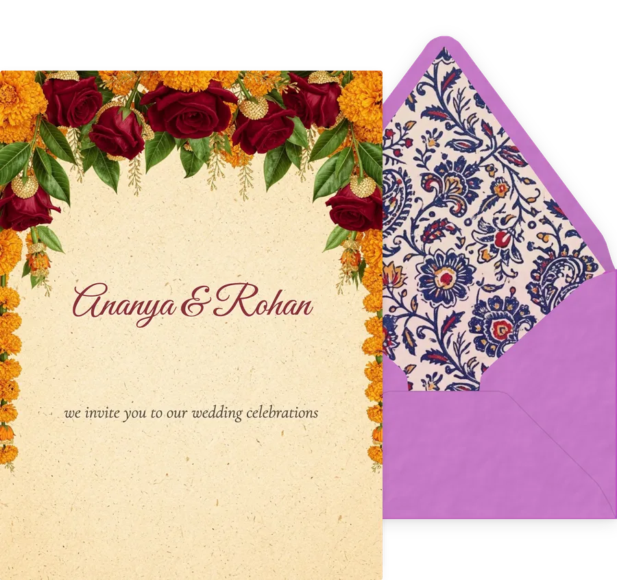 Indian Wedding — Marigold Garland invitation