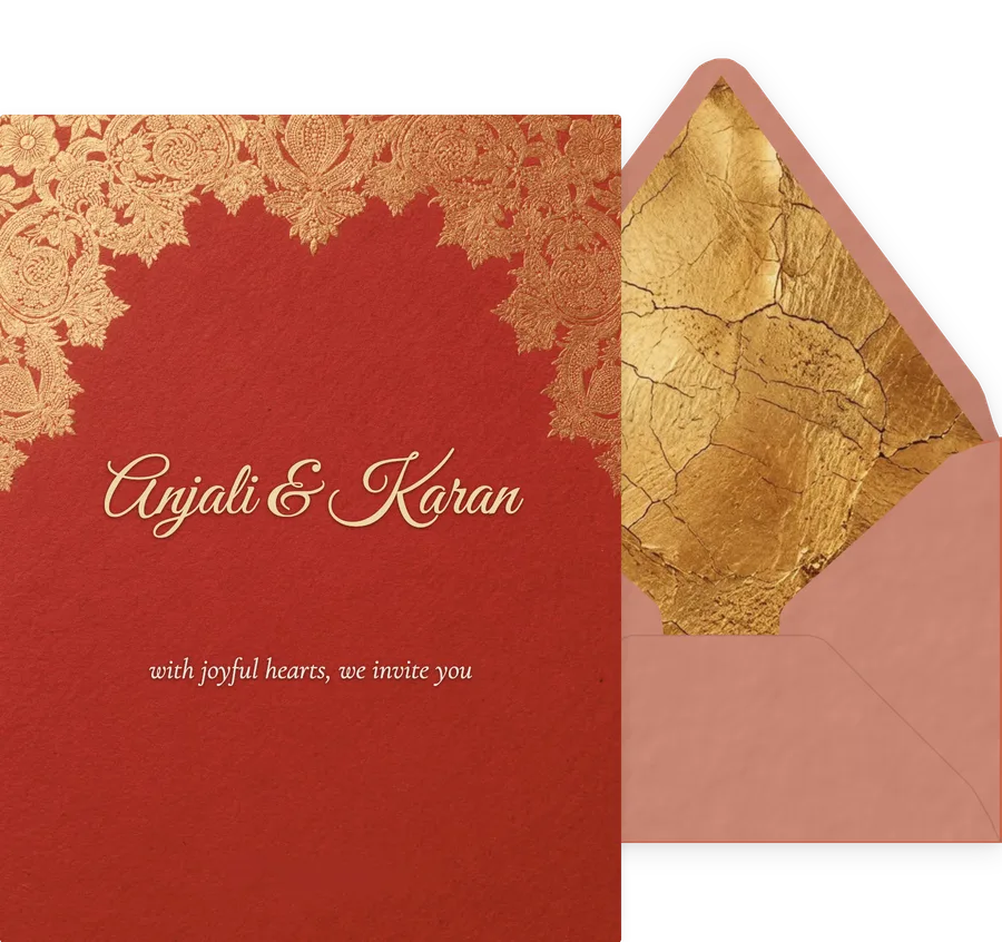 Indian Wedding — Red Gold Floral invitation