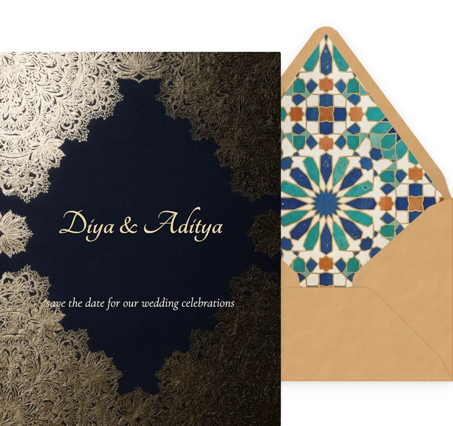Indian Wedding — Navy Gold Mandala invitation