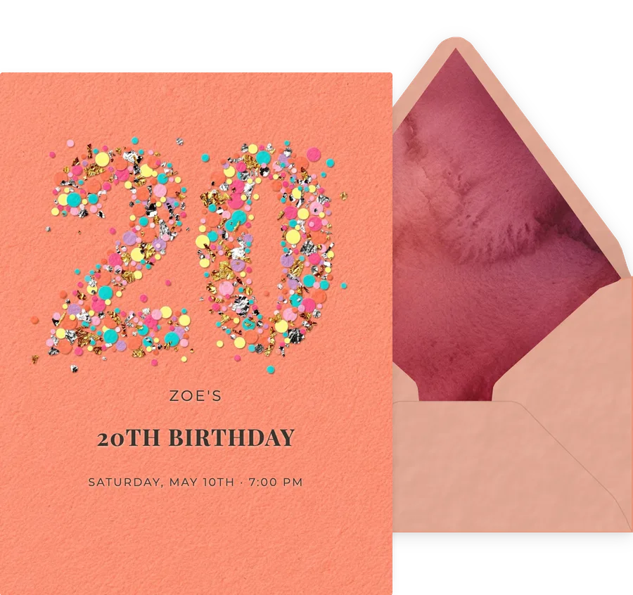 20th — Confetti invitation