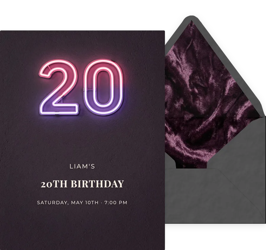20th — Neon invitation