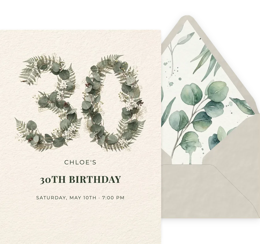 30th — Greenery invitation