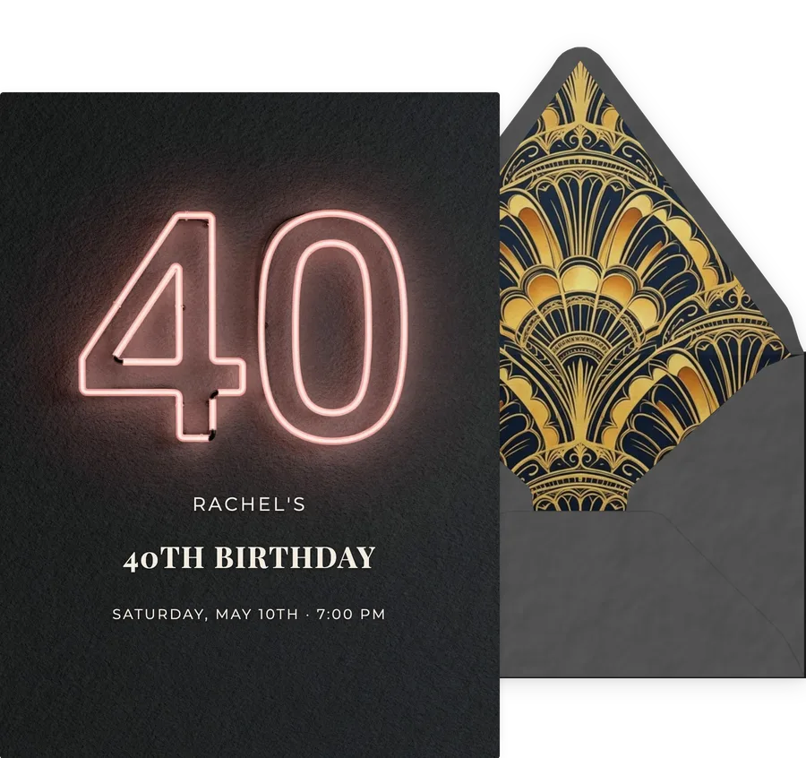 40th — Neon invitation