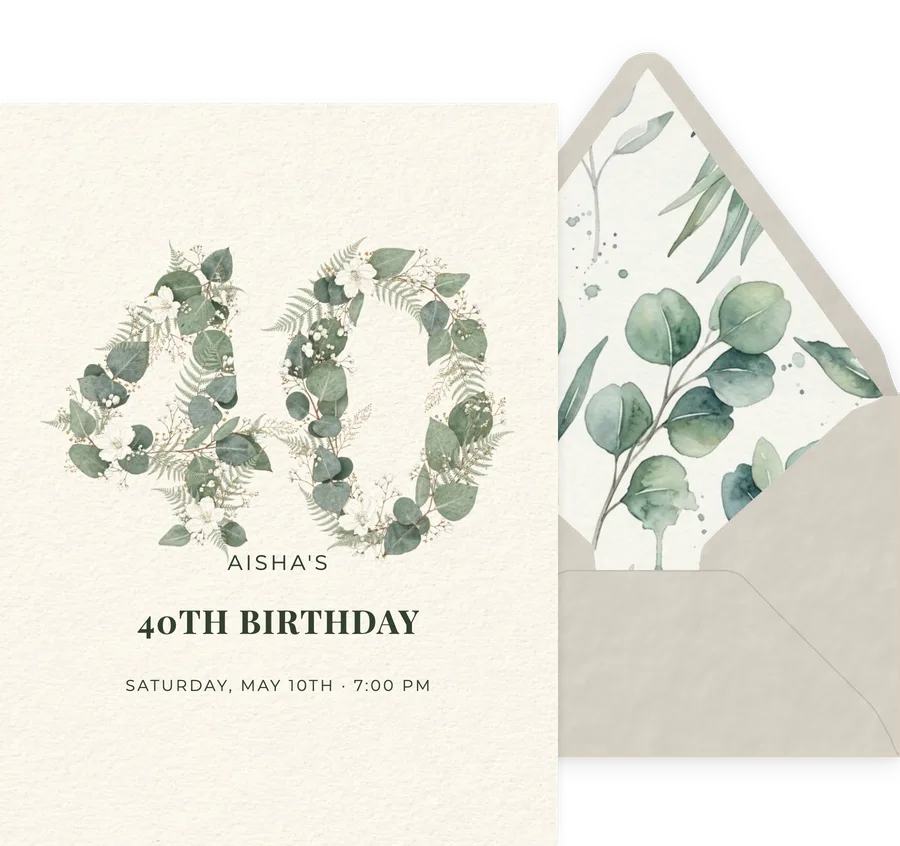 40th — Greenery invitation