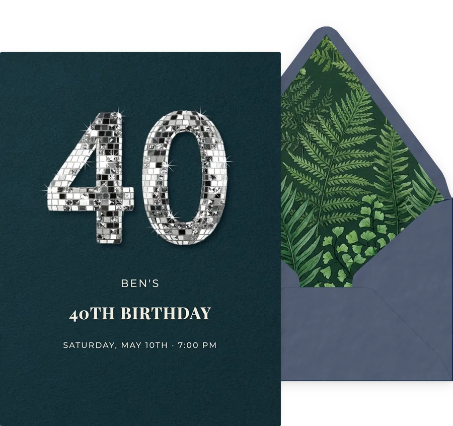 40th — Disco Teal invitation