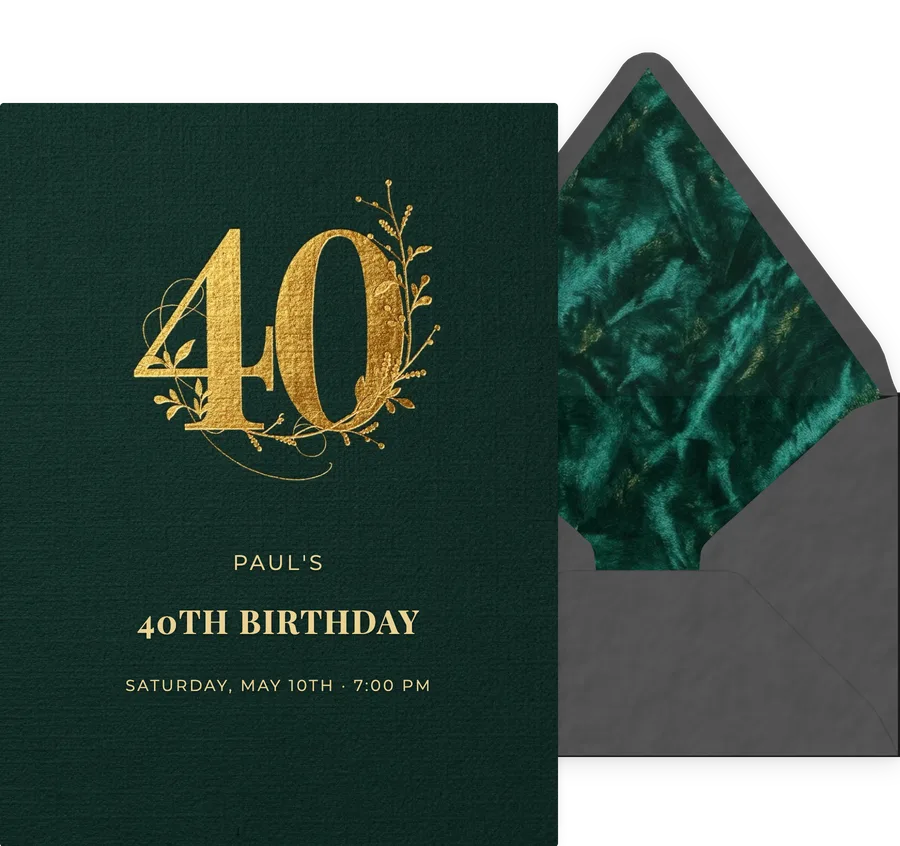 40th — Gilded Emerald invitation