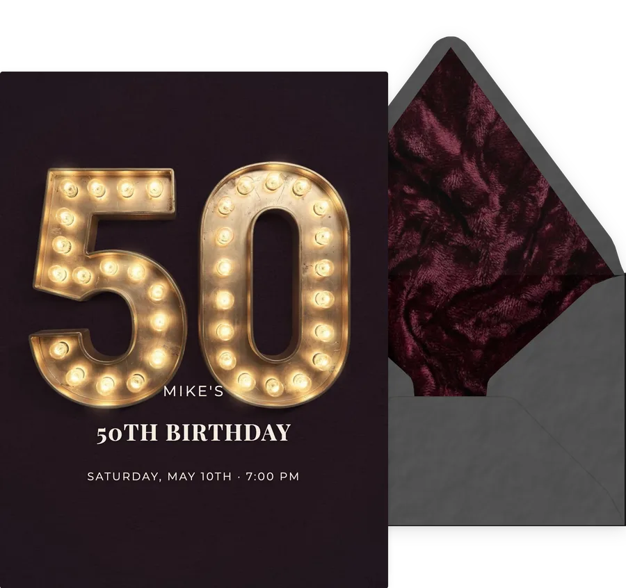 50th — Marquee Burgundy invitation