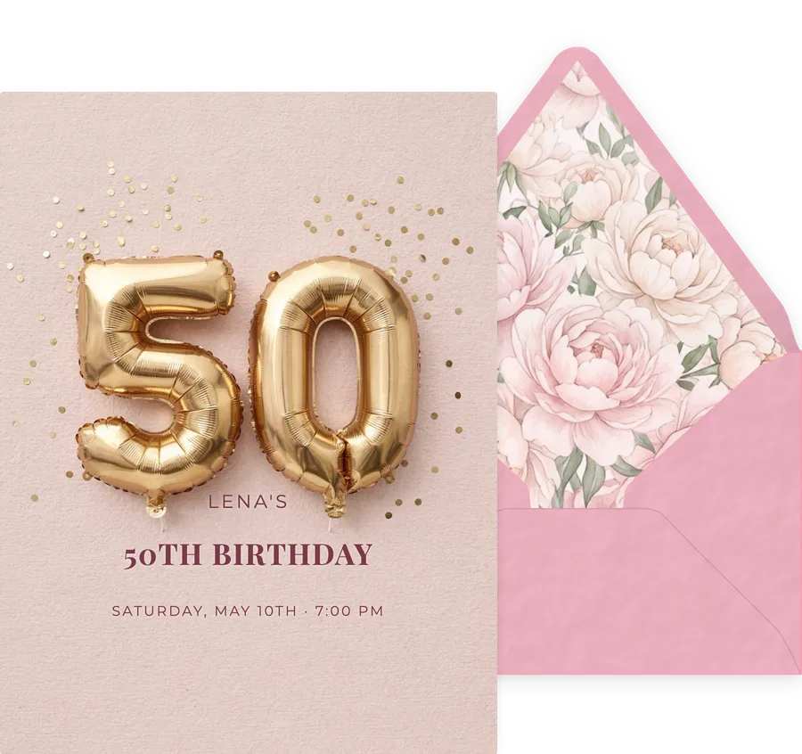 50th — Champagne Foil invitation