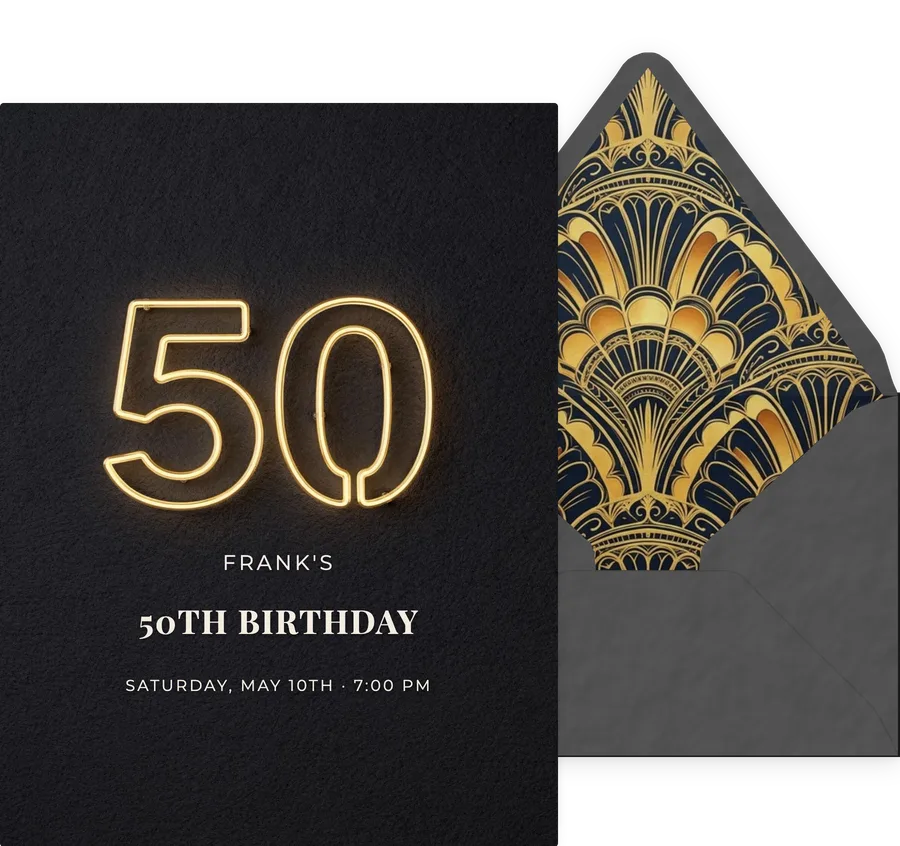 50th — Neon invitation