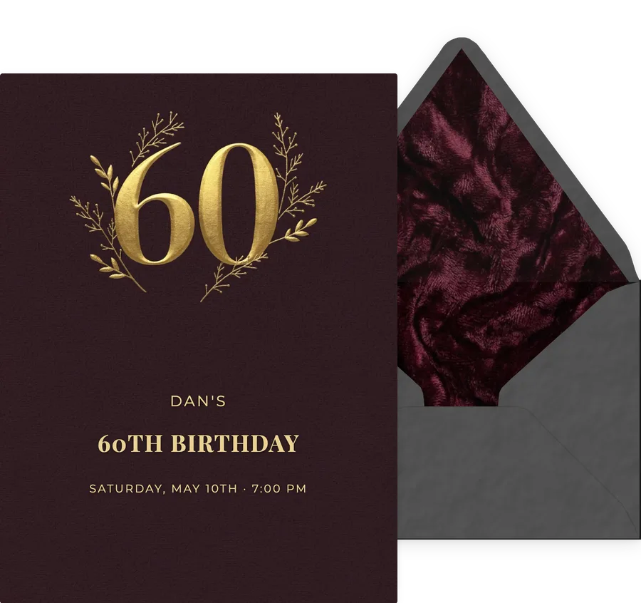 60th — Gilded Burgundy invitation