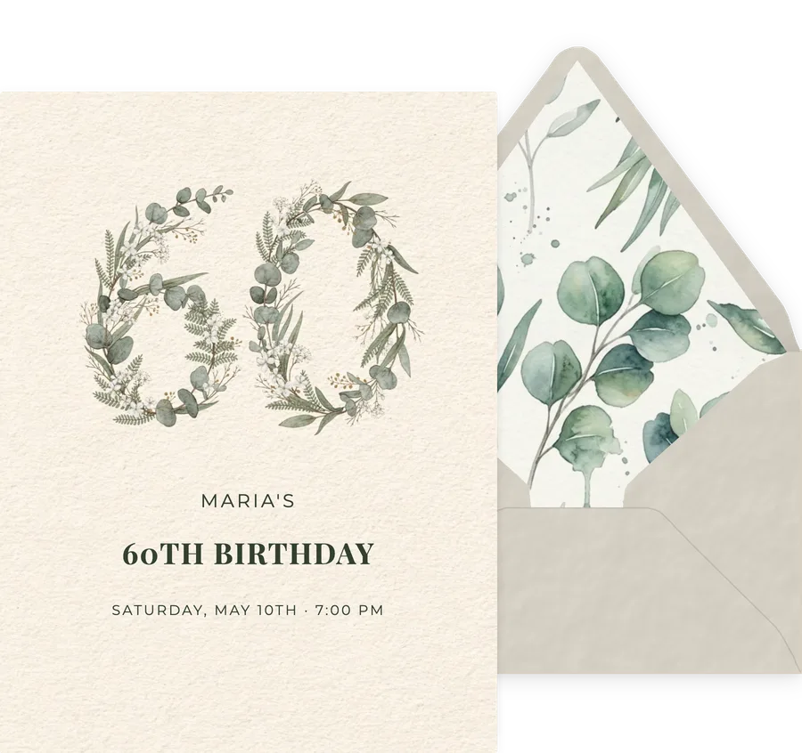 60th — Greenery invitation