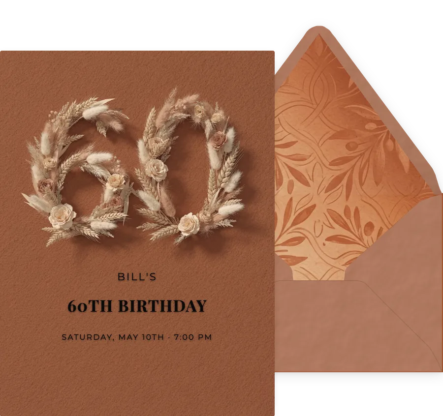 60th — Pampas Terracotta invitation