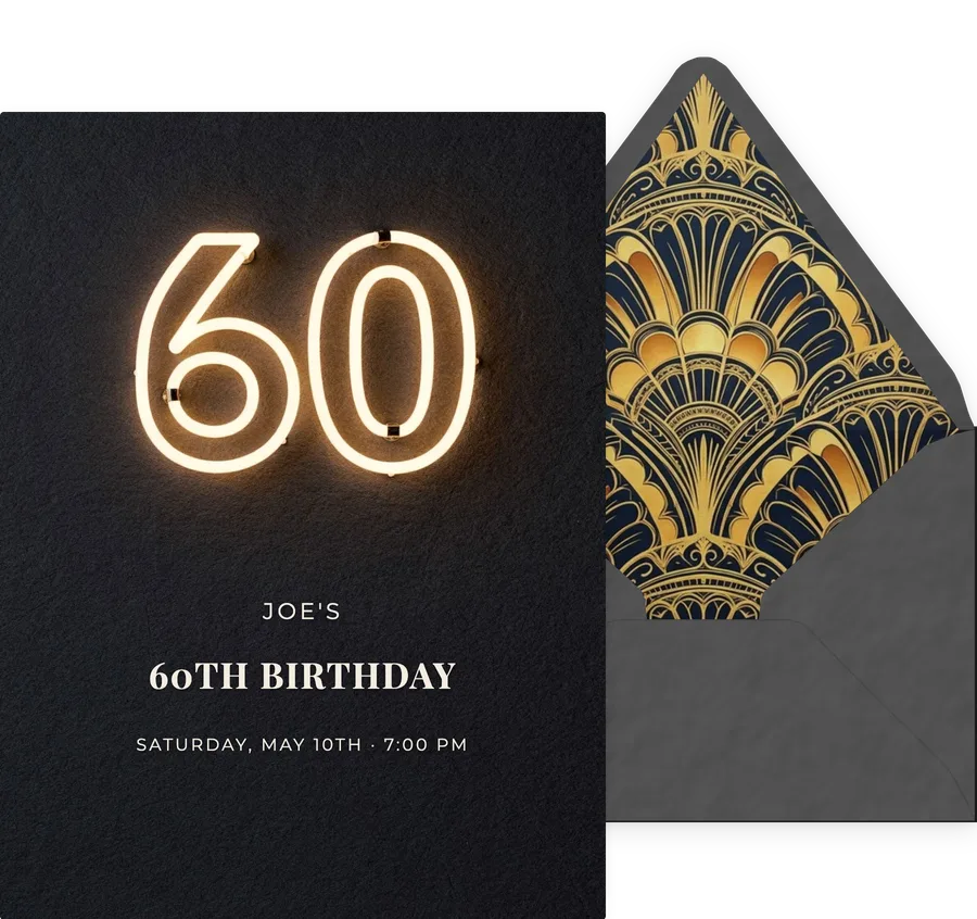 60th — Neon invitation
