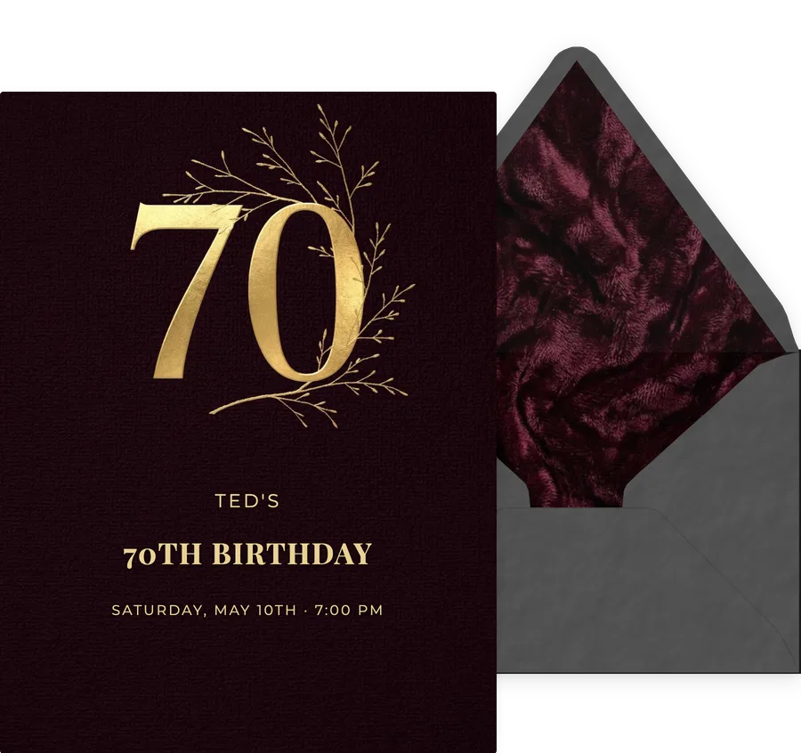 70th — Gilded Burgundy invitation