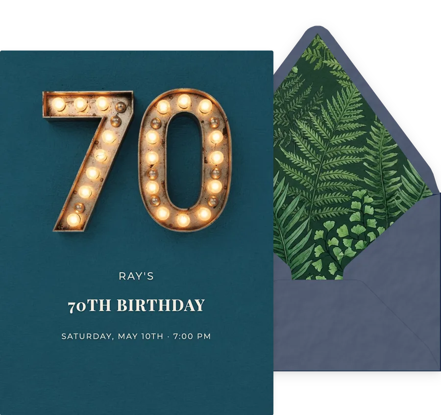 70th — Marquee Teal invitation