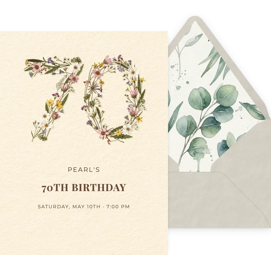 70th — Pressed Floral invitation