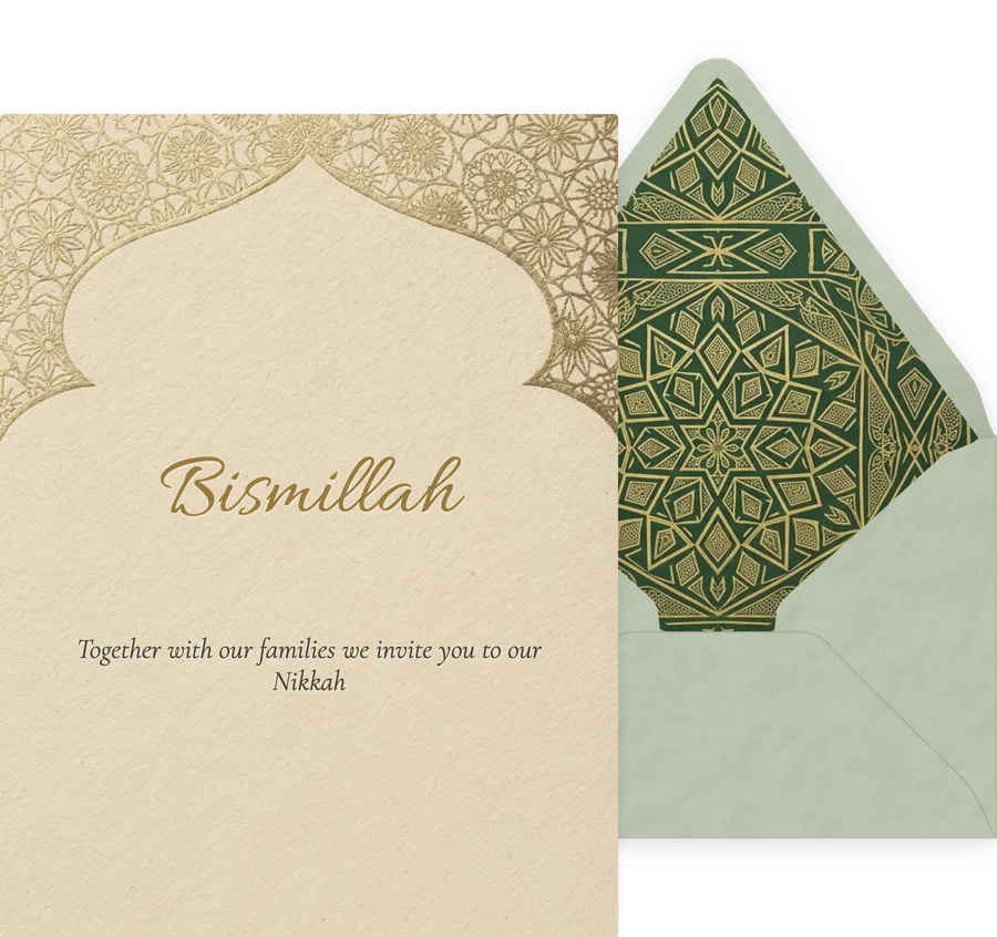 Nikkah — Ivory Gold Floral invitation